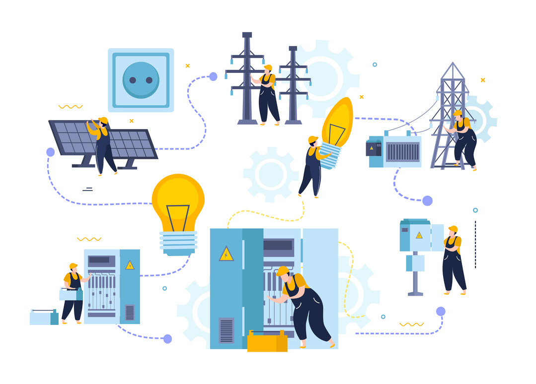 Funcionários cuidando de riscos operacionais na comercialização de energia